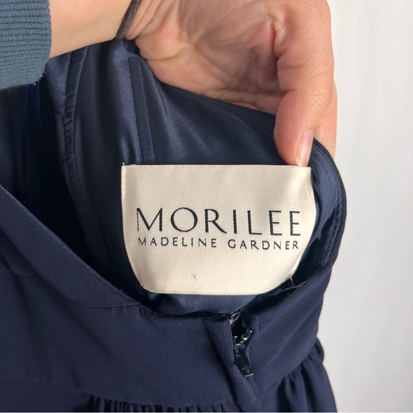 Mori Lee Madeline Gardner 21597 Blue Chiffon Open Back Plunge Neckline Dress 8 - Picture 11 of 12